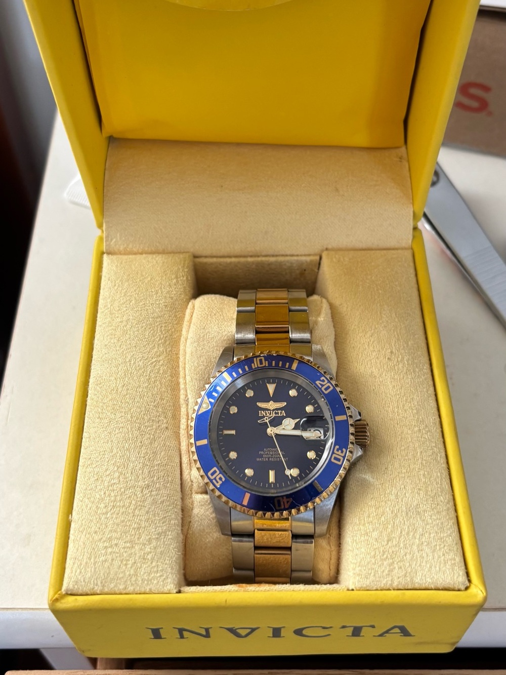 Invicta Two-Tone Blue Dial and Bezel Stainless Steel Watch